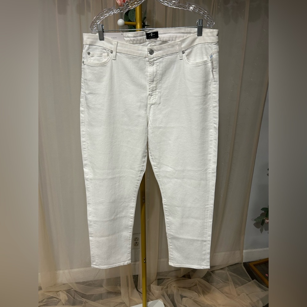 7 For All Mankind Kimmie Crop Skinny Jeans – White | Size 34 | NWT
